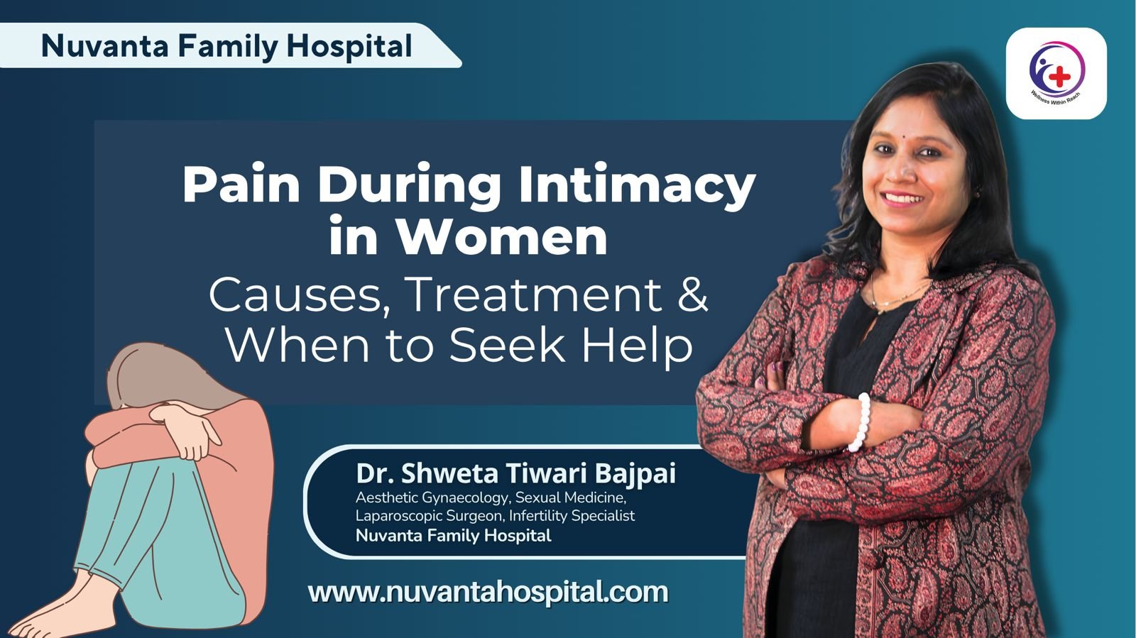 Dr. Shweta Tiwari Bajpai explaining causes and treatment options for pain during intimacy in women at Nuvanta Family Hospital, a multispeciality hospital in Siddharth Vihar.